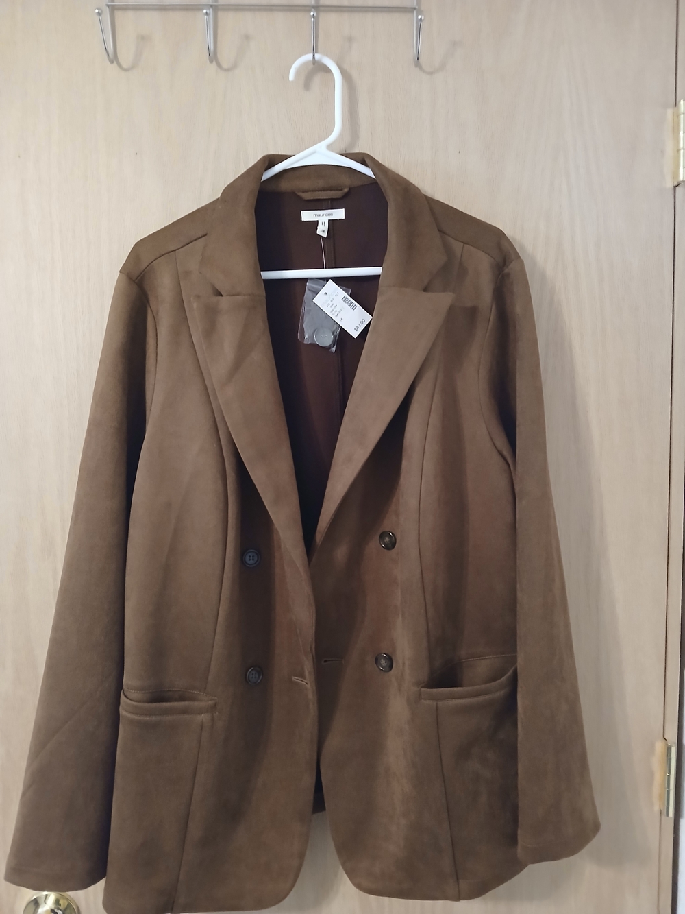 Maurices Brown Double-Breasted Suede Blazer